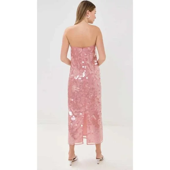 Staud Casey Dress Pink Strapless Sequin Gown Party Evening Maxi Sz 12 - Picture 2 of 11